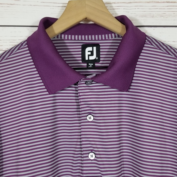 Footjoy | Purple Stripe Dryjoy Performance Golf Polo - Picture 2 of 5